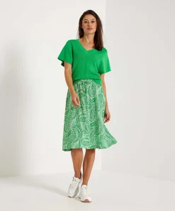 Falda Kyra Estampado De Hojas Verda