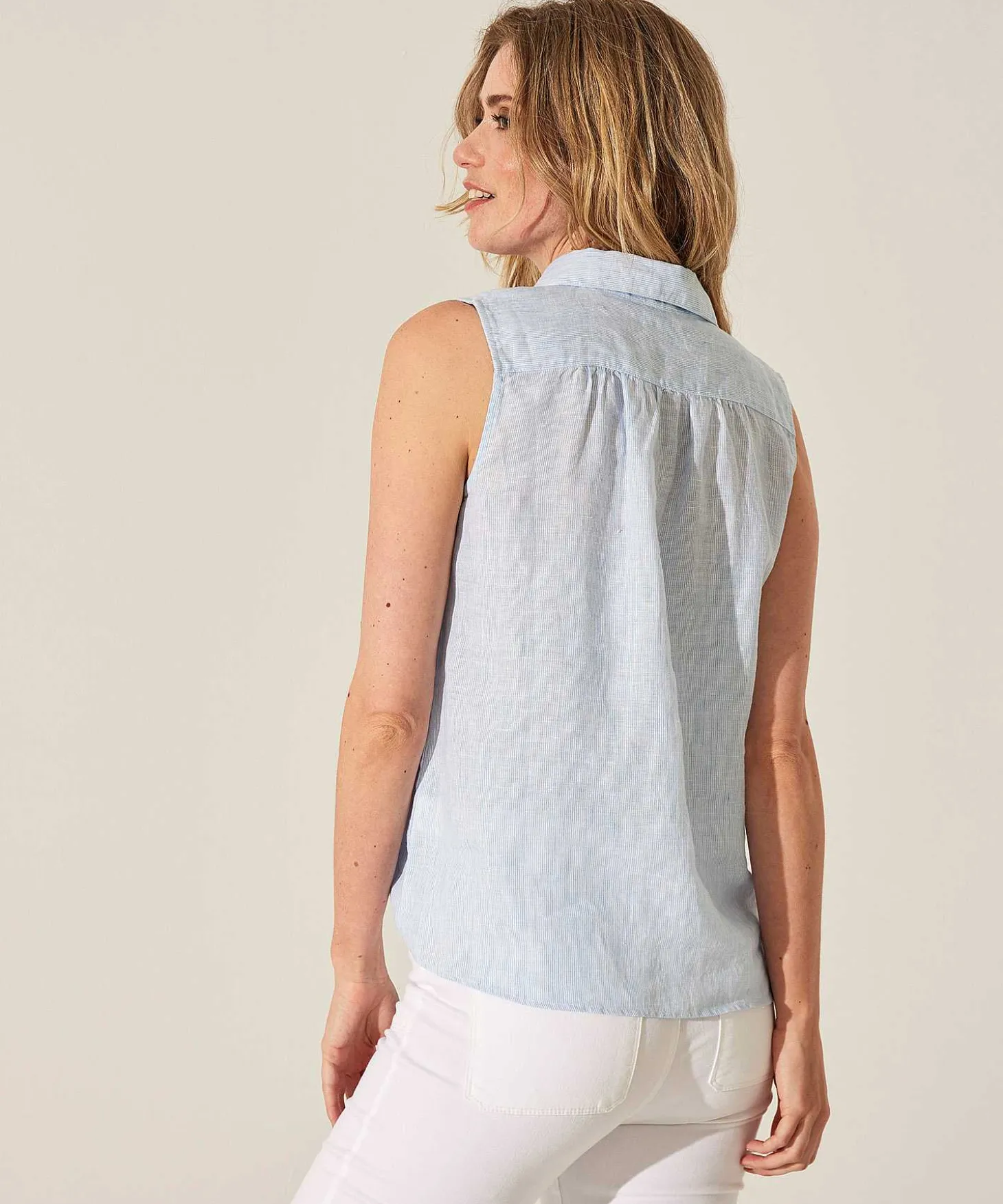 Giulia E Tu Blusa Sin Mangas Lino Rayas