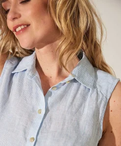 Giulia E Tu Blusa Sin Mangas Lino Rayas