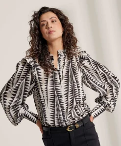 Jane Lushka Blusa Sedosa Con Estampado Grafico Kim