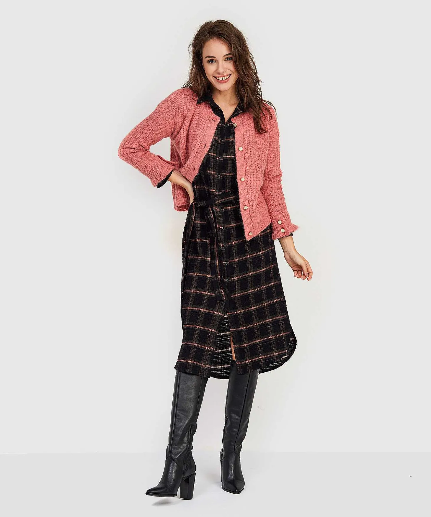 Jane Lushka Vestido Con Botones Cuadros Rossy