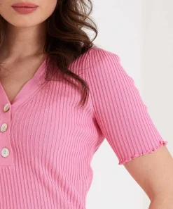 Jersey * De Punto Acanalado Con Cuello En V