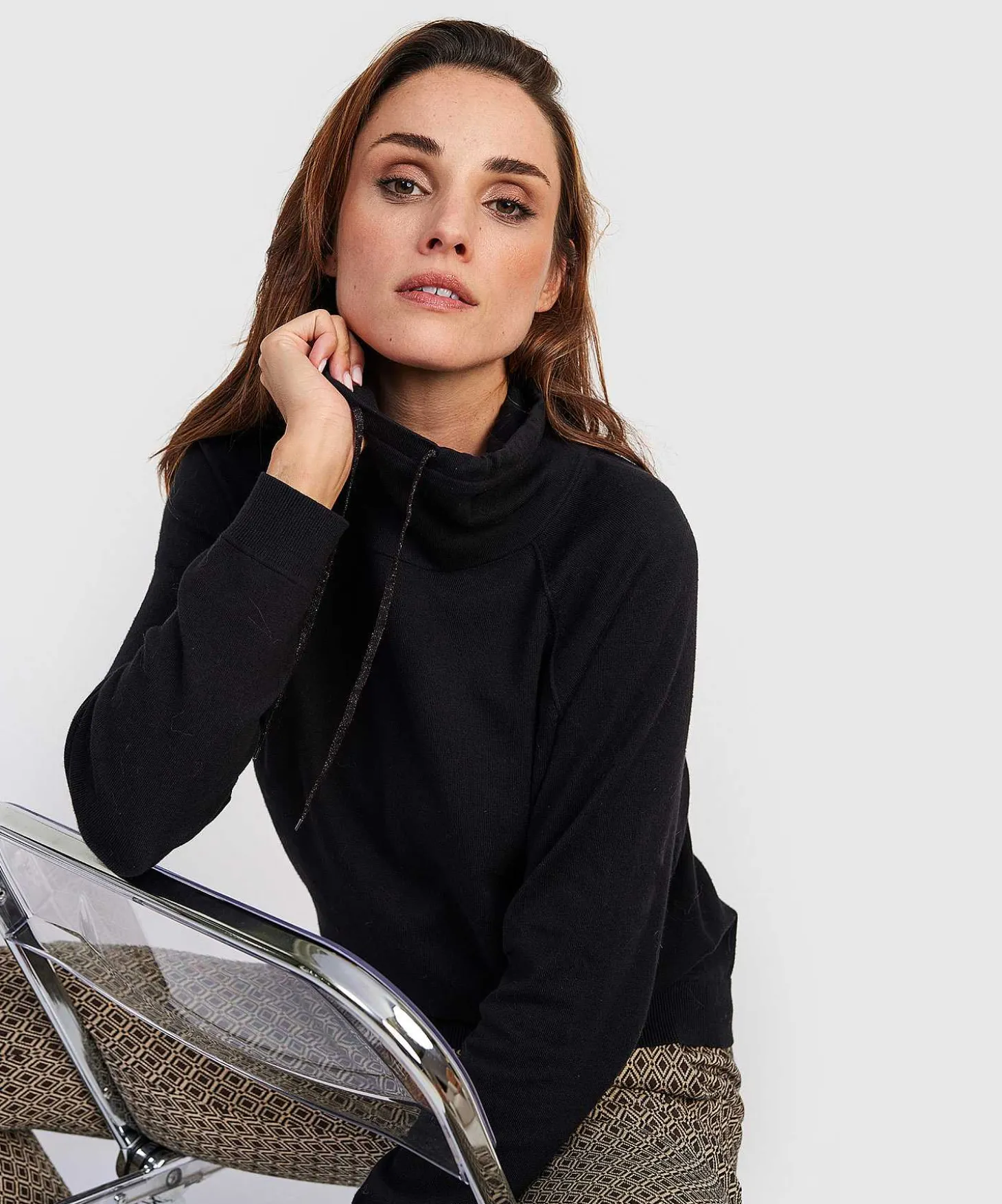 Jersey De Cuello Alto Con Cordon De *