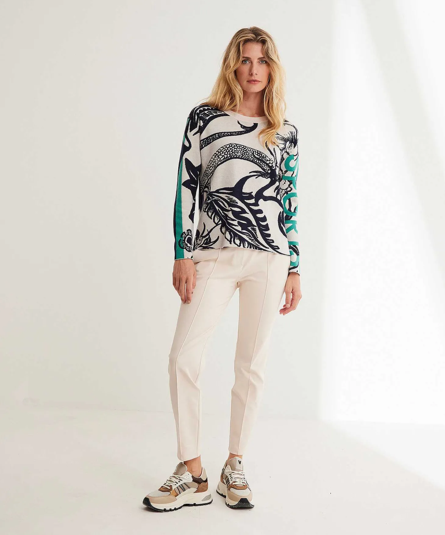 Jersey Deportivo De Jacquard Con Ribete Y Estampado Floral De Marc Cain