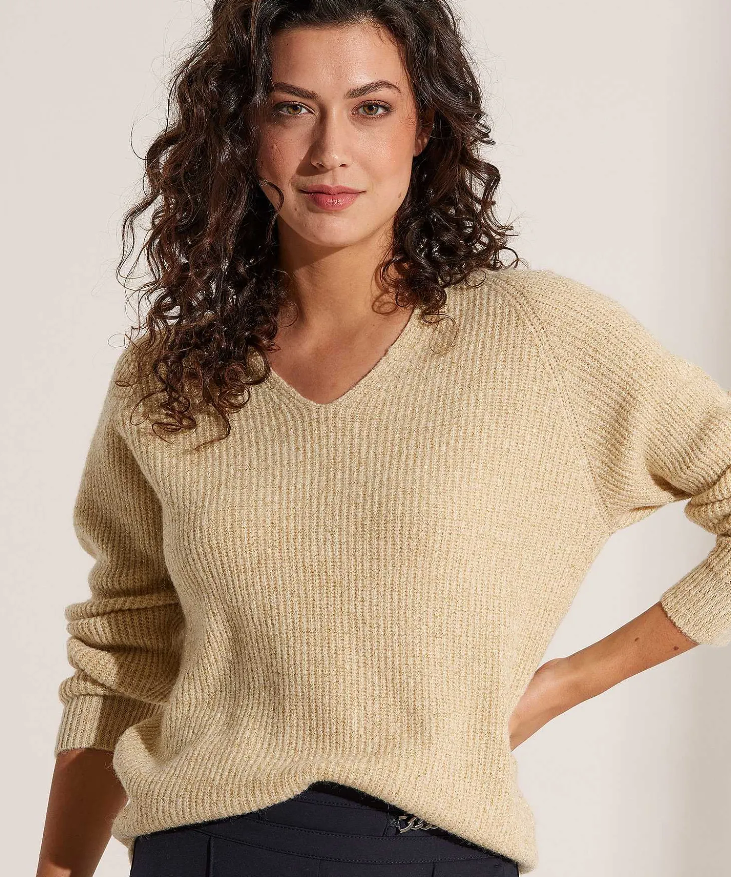 Jersey Due Amanti Cuello Pico Lurex Lamar