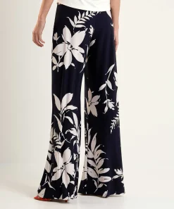Joseph Ribkoff Pantalones Anchos Con Estampado De Hojas