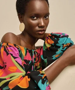 Joseph Ribkoff Top Con Hombros Descubiertos Y Flores Tropicales