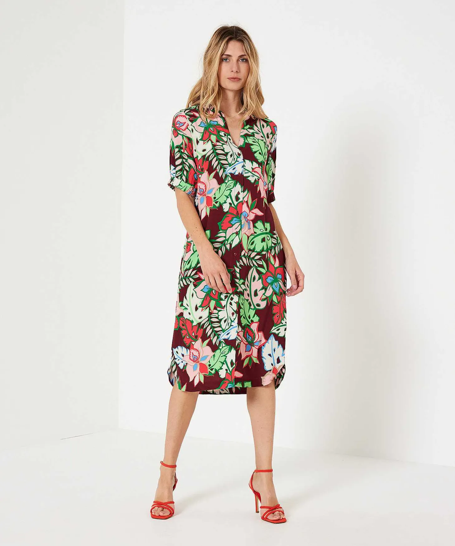 Kyra Vestido De Botones Flor Tropical Marena