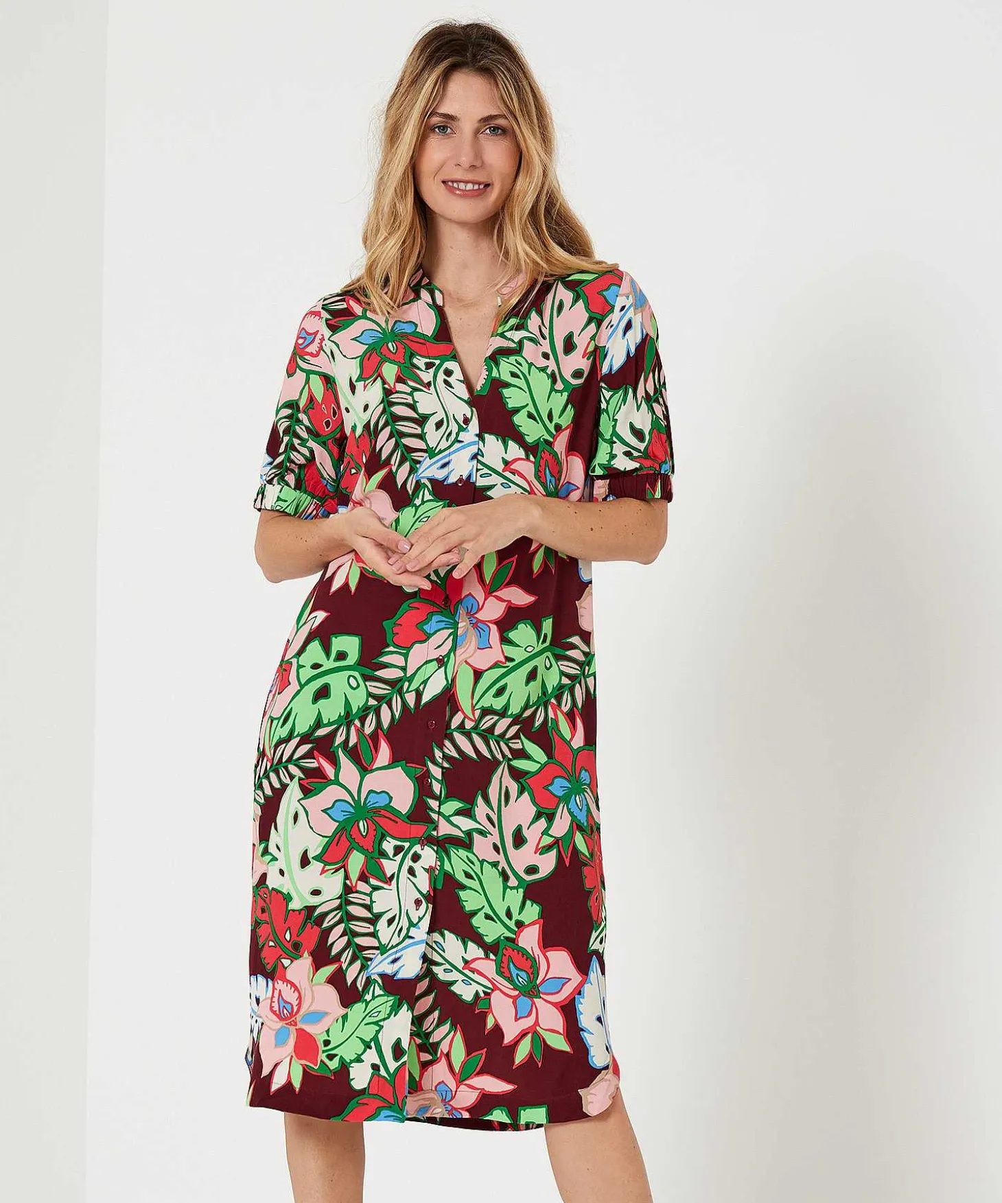 Kyra Vestido De Botones Flor Tropical Marena