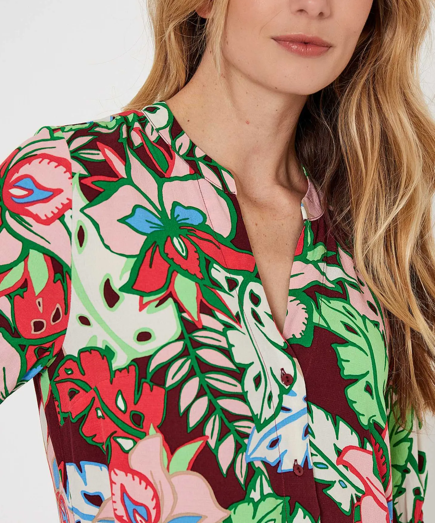Kyra Vestido De Botones Flor Tropical Marena