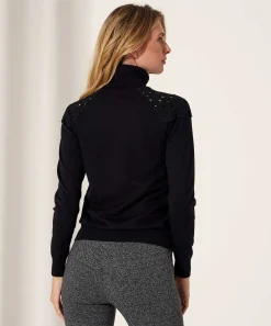 Leo & Ugo Jersey De Cuello Alto Con Flores De Ganchillo