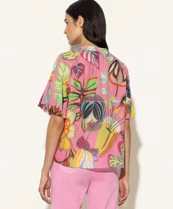 Luisa Cerano Blusa Estampado Flores Tropicales