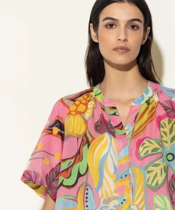 Luisa Cerano Blusa Estampado Flores Tropicales