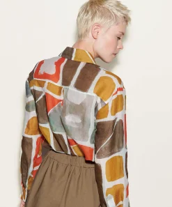 Luisa Cerano Blusa Ramio Estampado Grafico