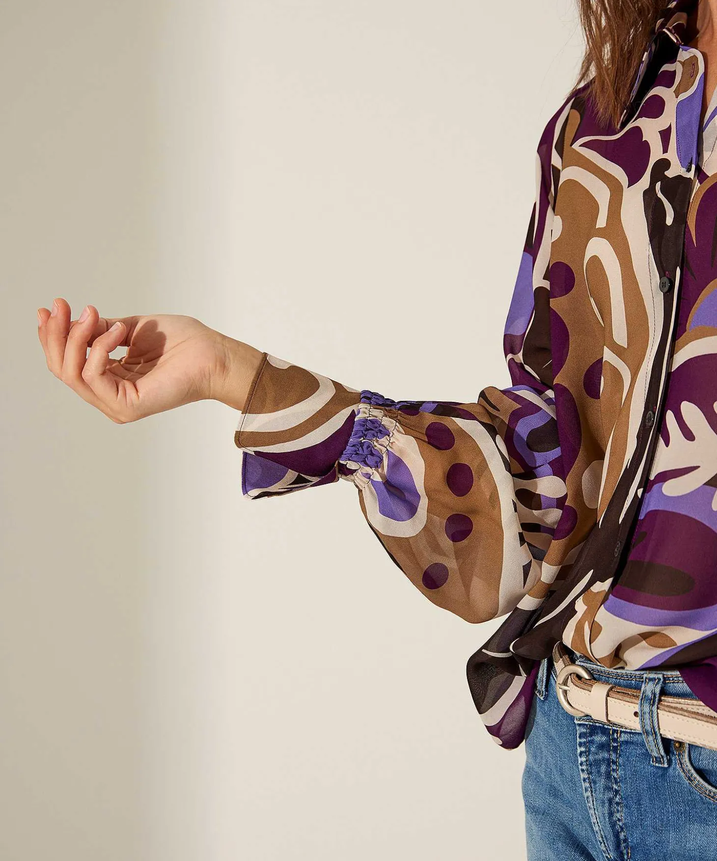 Luisa Cerano Blusa Voile Estampado Flores