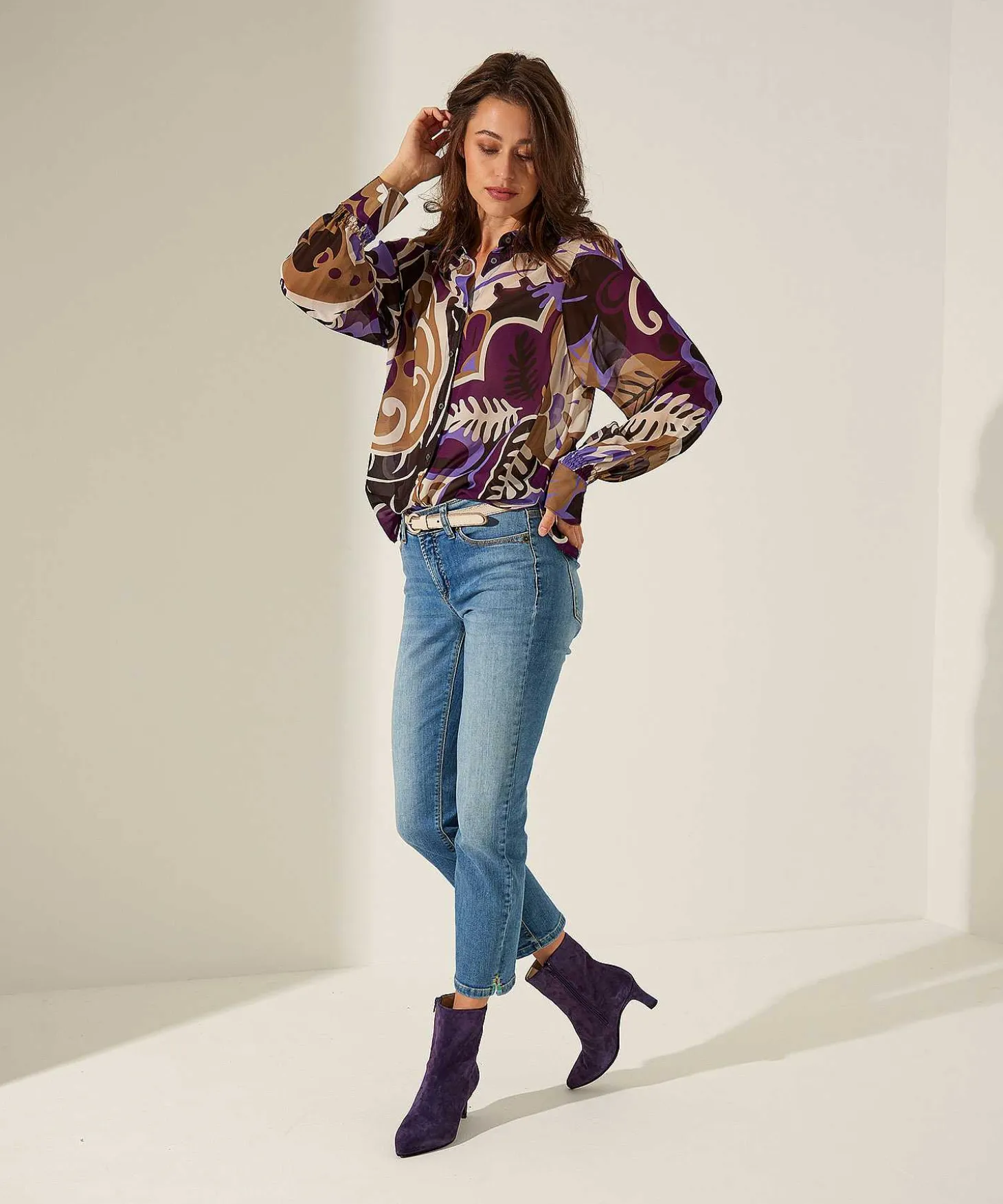 Luisa Cerano Blusa Voile Estampado Flores