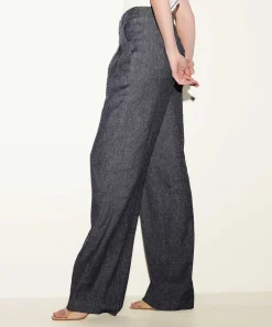 Luisa Cerano Pantalones Anchos De Mezcla De Lino Look Denim