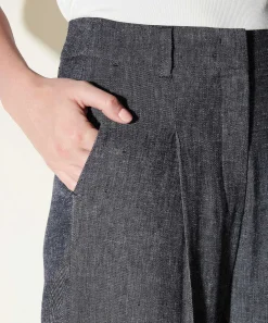 Luisa Cerano Pantalones Anchos De Mezcla De Lino Look Denim