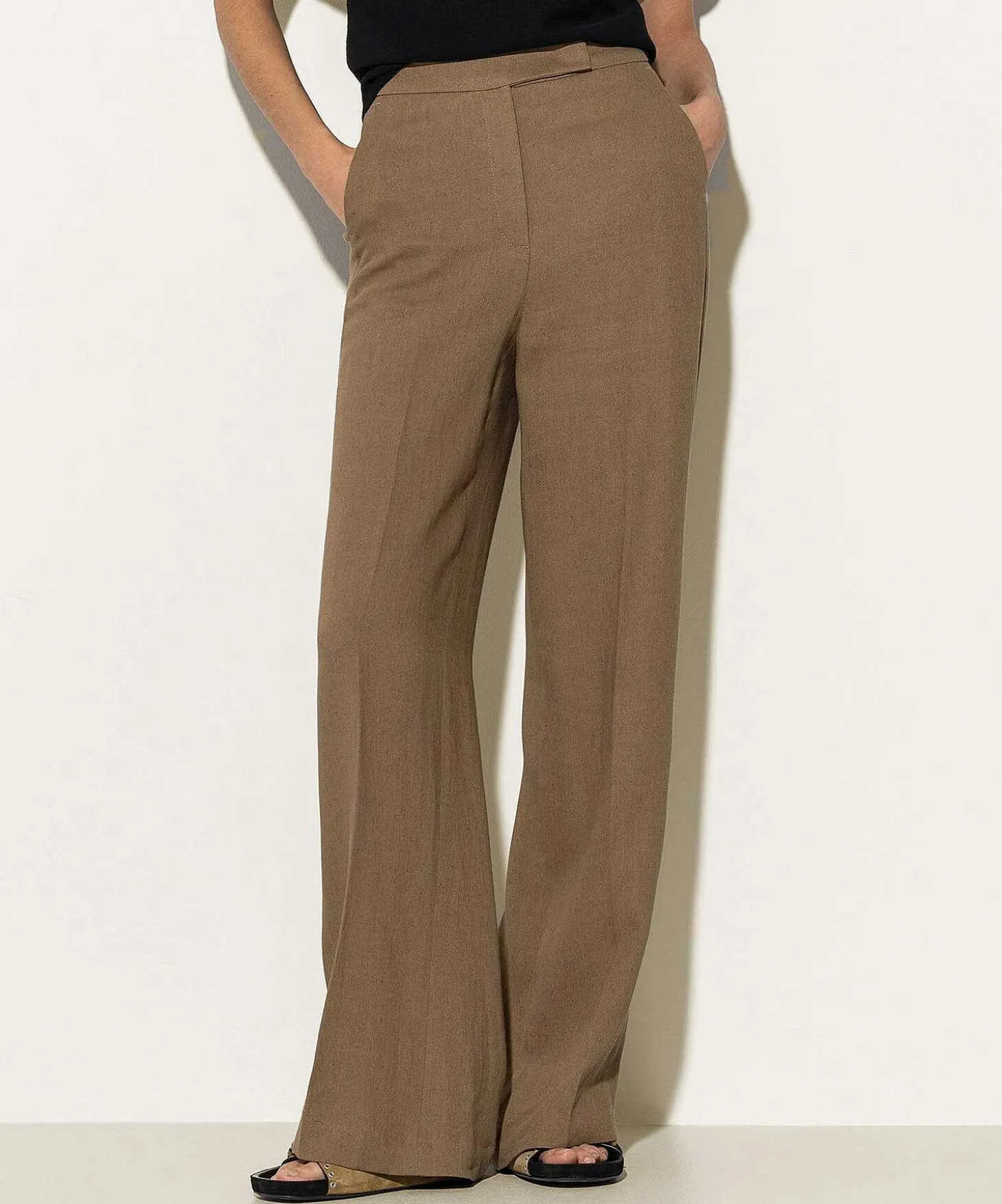 Luisa Cerano Pantalones Anchos De Mezcla De Lino
