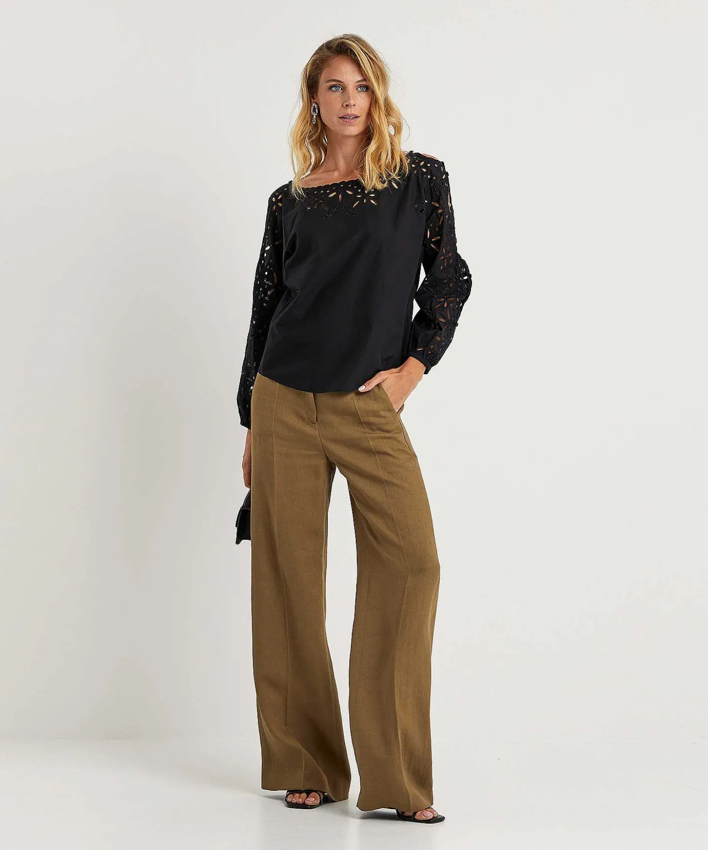 Luisa Cerano Pantalones Anchos De Mezcla De Lino