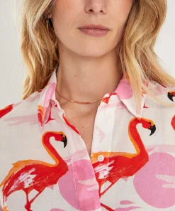 Marc Cain Blusa Larga De Voile De Algodon Flamenco
