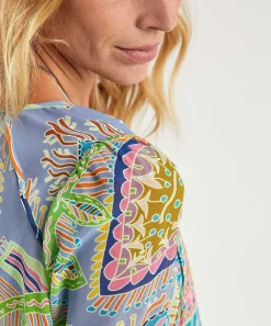 Marc Cain Blusa Voile Estampado Hojas Multicolor