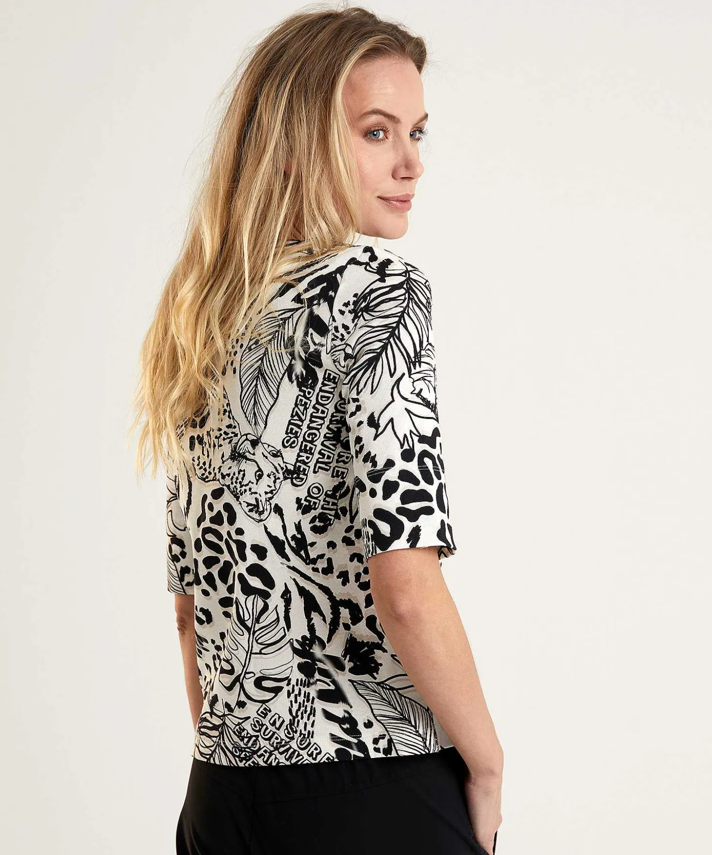 Marc Cain Camiseta Deportiva Rib Jersey Jungle Print
