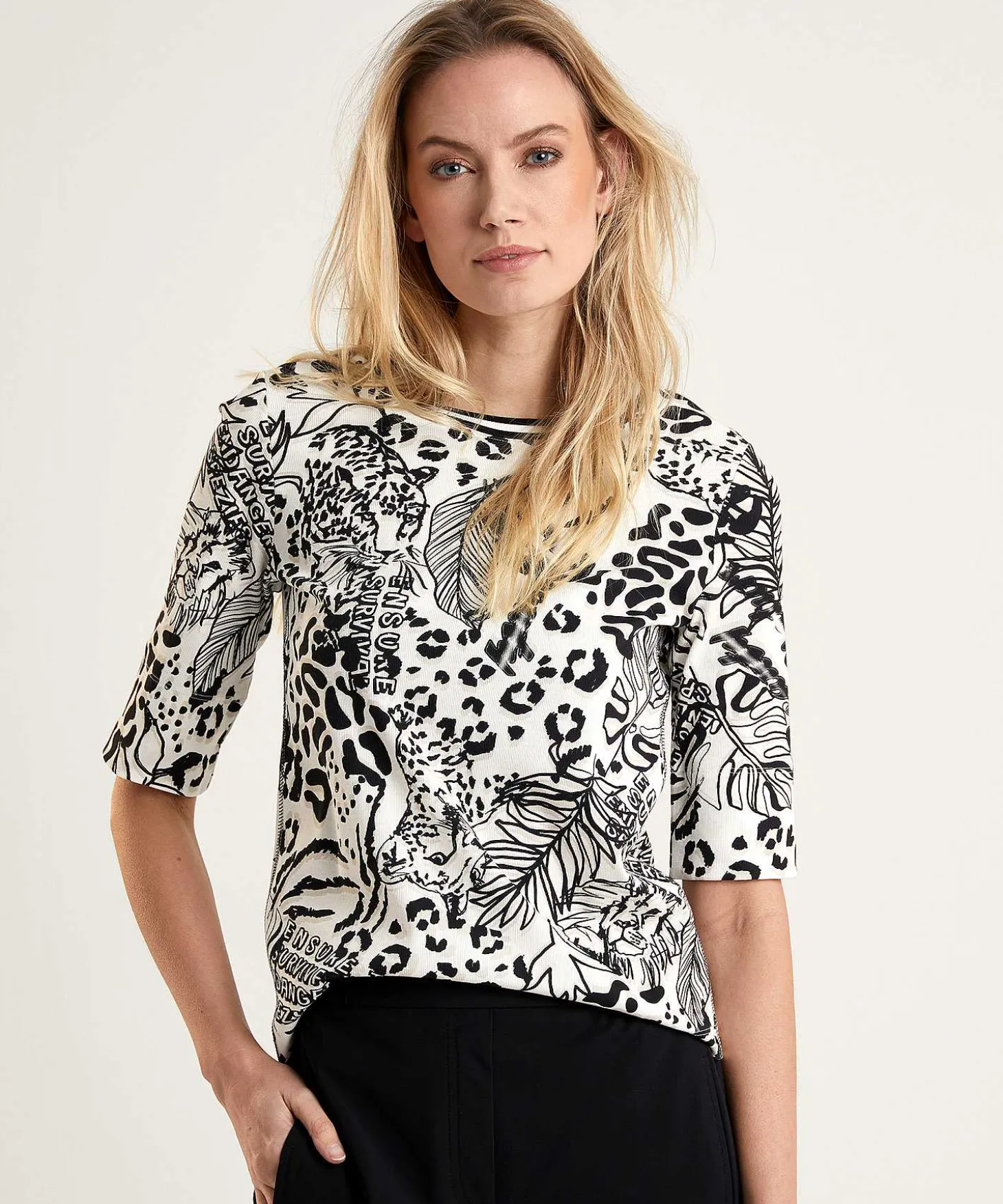 Marc Cain Camiseta Deportiva Rib Jersey Jungle Print