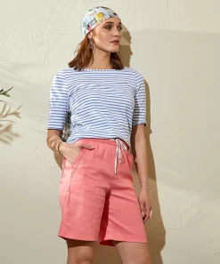 Marc Cain Pantalon Corto Deportivo Mezcla De Lino Blancos