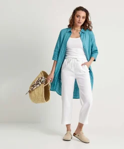 Marc Cain Pantalon Deportivo Cropped Mezcla De Lino Wusu