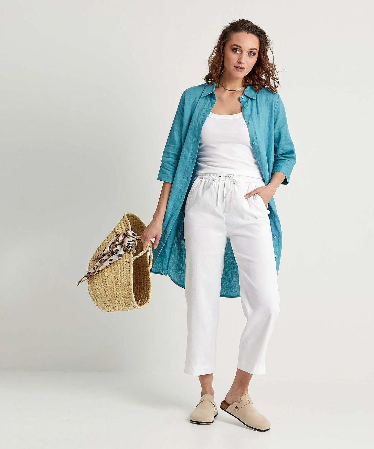 Marc Cain Pantalon Deportivo Cropped Mezcla De Lino Wusu