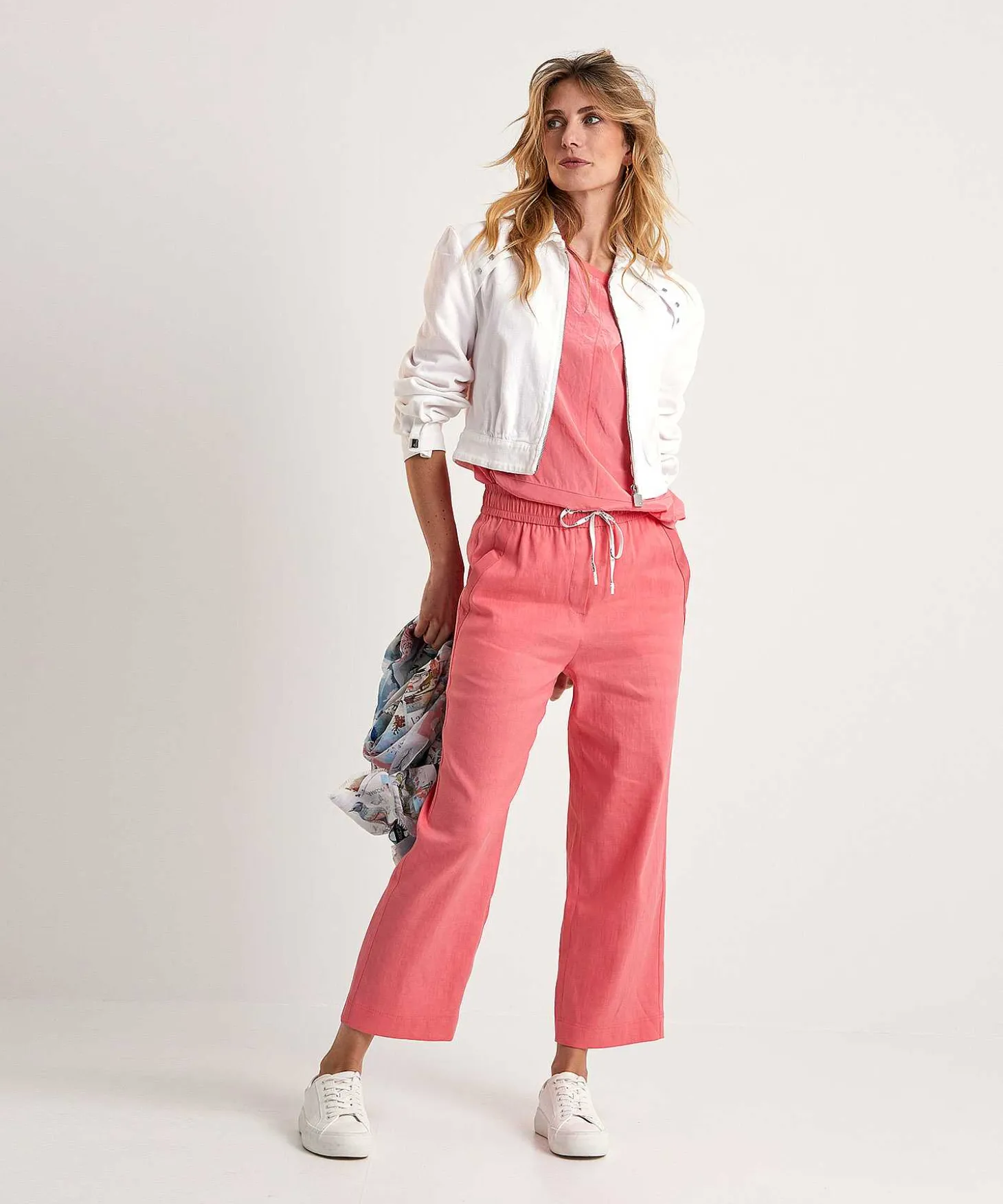 Marc Cain Pantalon Deportivo Cropped Mezcla De Lino Wusu