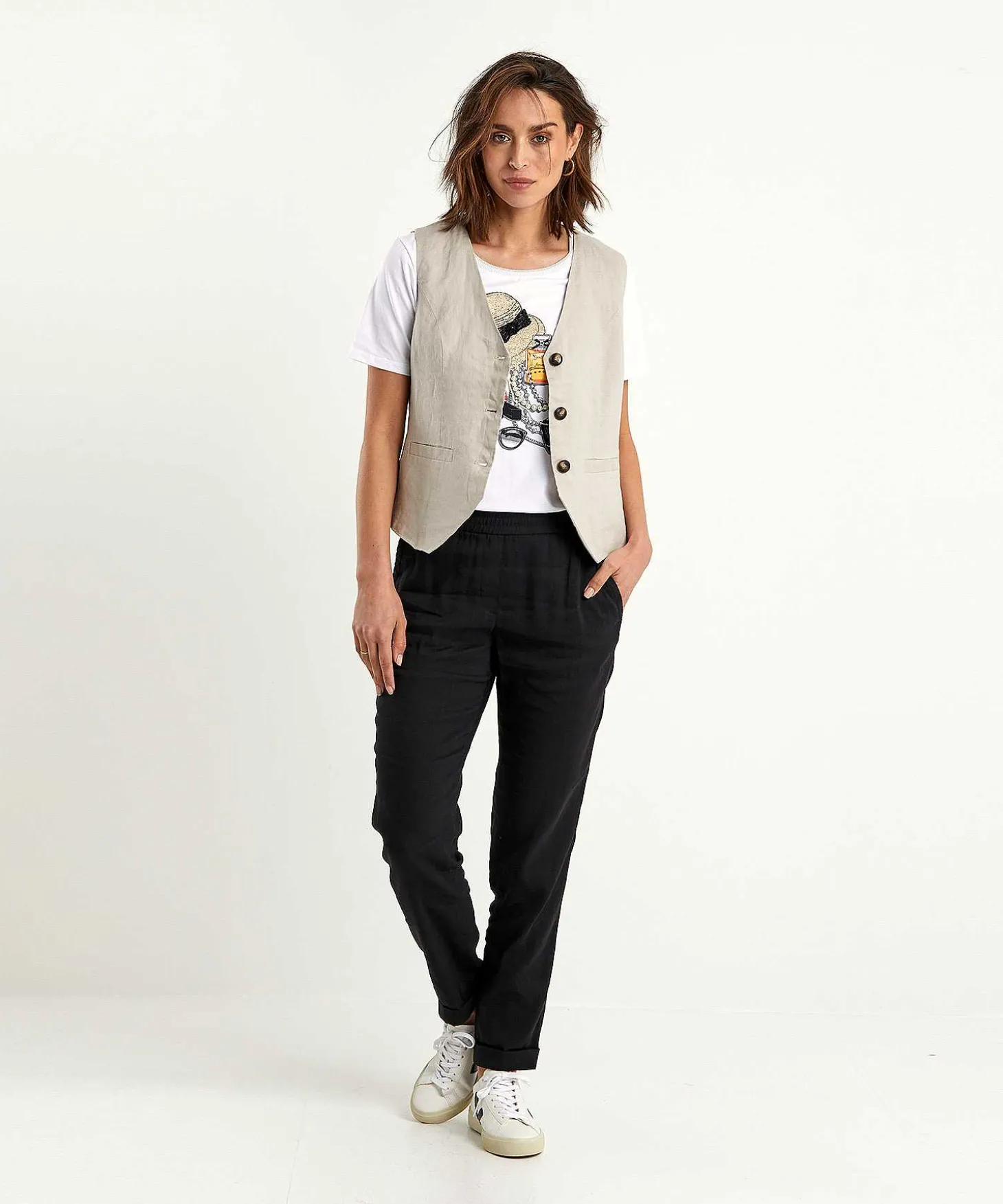 Marc Cain Pantalones De Mezcla De Lino Roanne