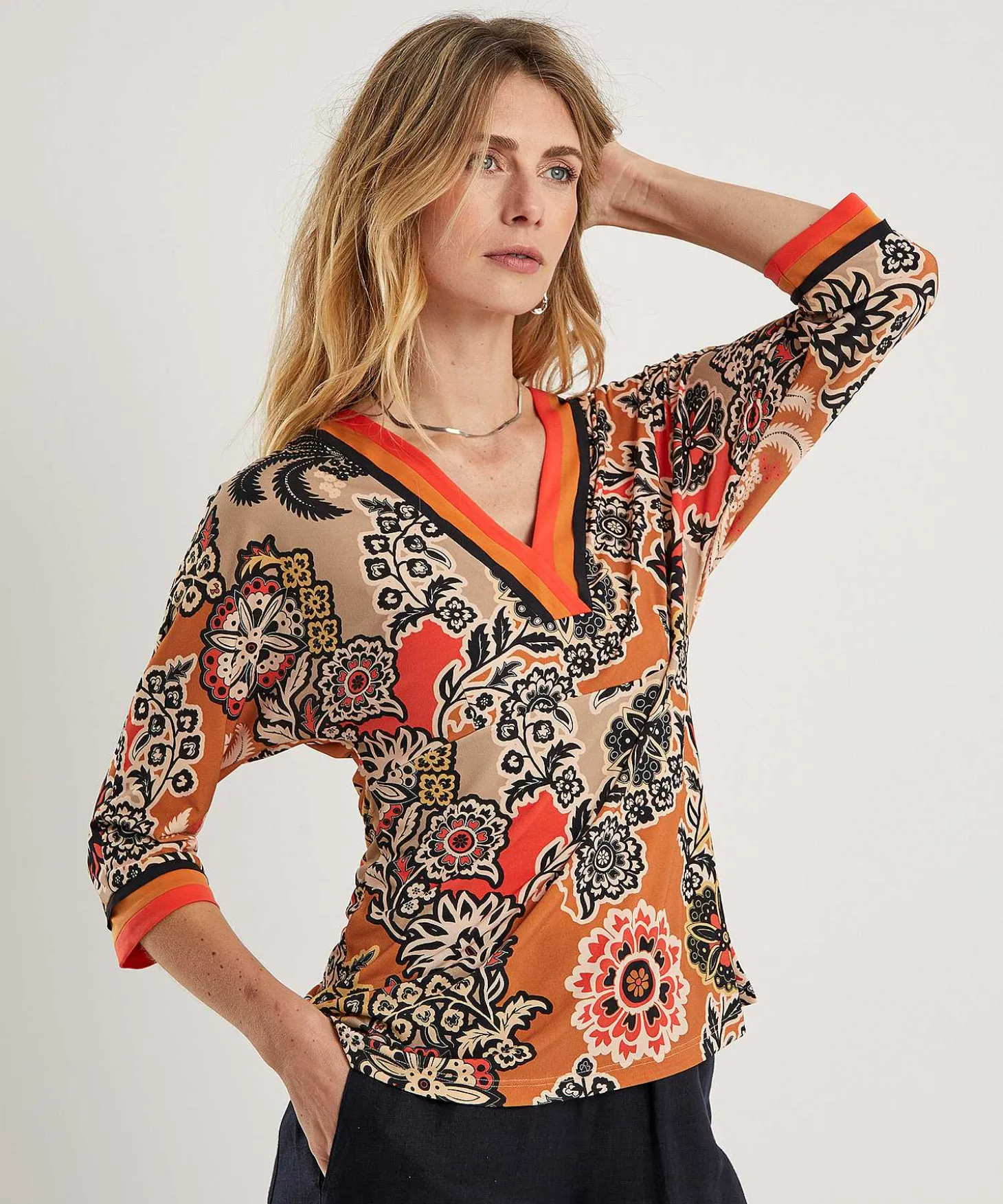 Marc Cain Slinky Kimono Top Estampado De Flores
