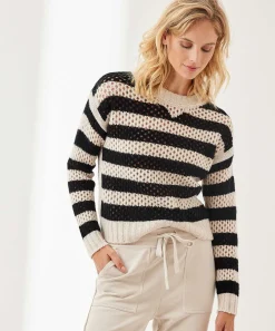 Marc Cain Sports Jersey Calado Mezcla De Lana A Rayas