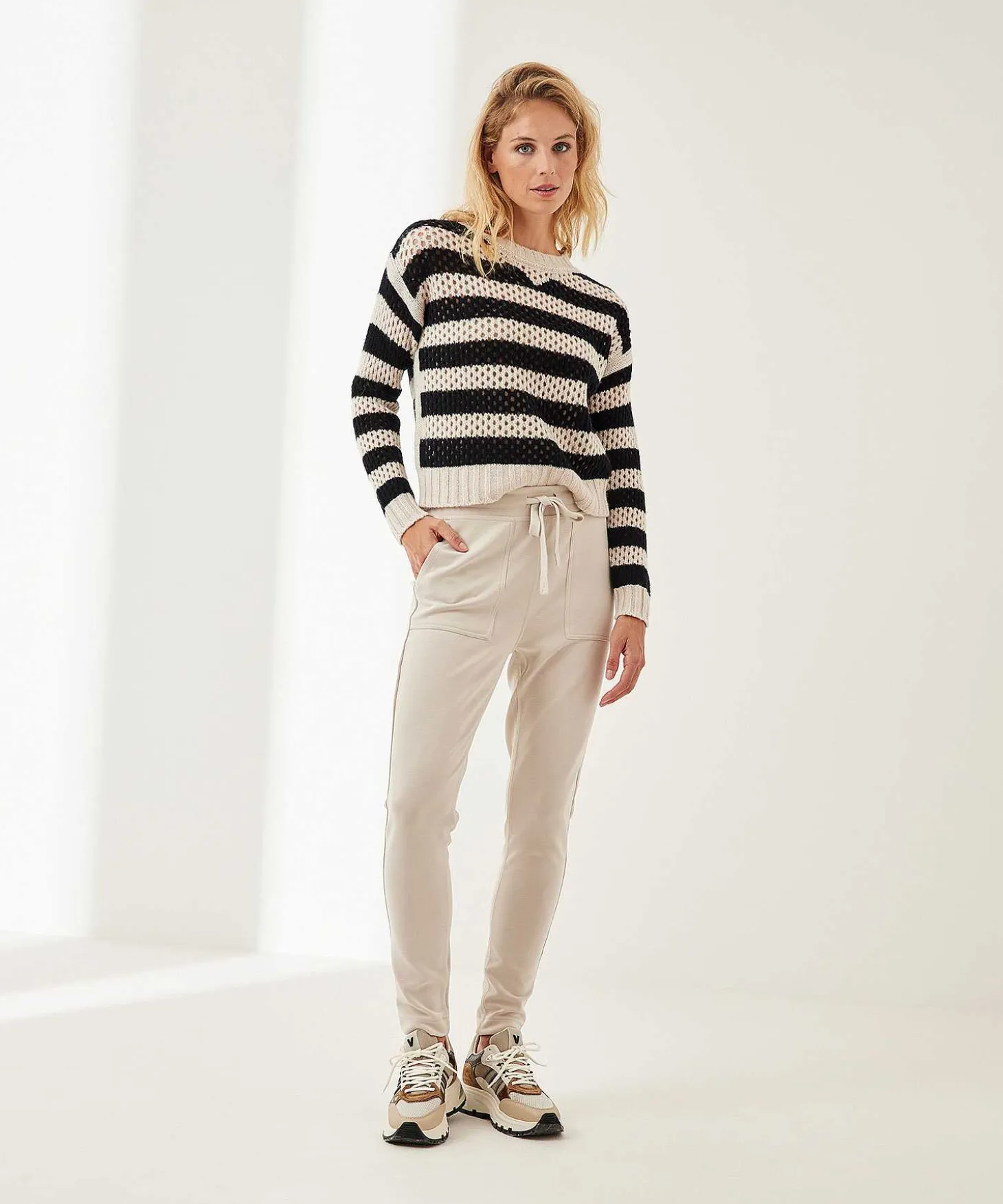 Marc Cain Sports Jersey Calado Mezcla De Lana A Rayas