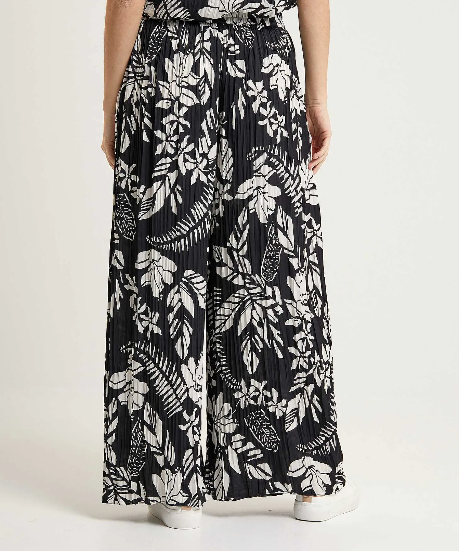 Marc Cain Sports Pantalon Palazzo Plisado Estampado Floral Lana
