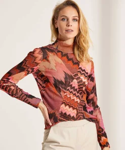 Marc Cain Sports Top De Malla Suave Con Estampado De Montana