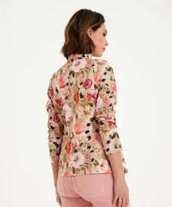Ml Collections Blazer Seersucker Estampado De Rosas
