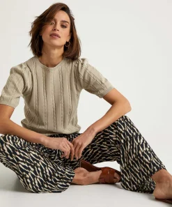 No Man'S Land Pantalones Palazzo Cenidos Con Estampado Borroso