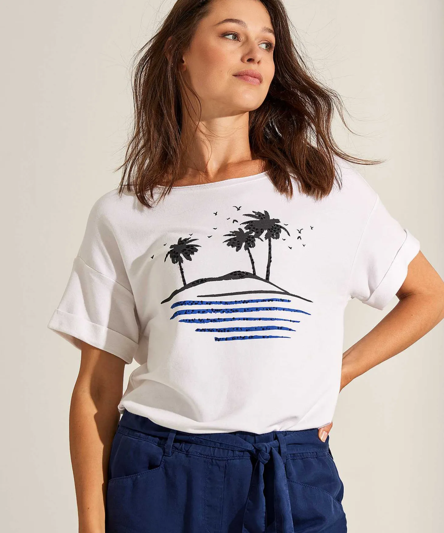 Oui Camiseta Palmeras Cuentas