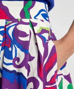 Oui Falda Plisada De Popelin Flor Grande