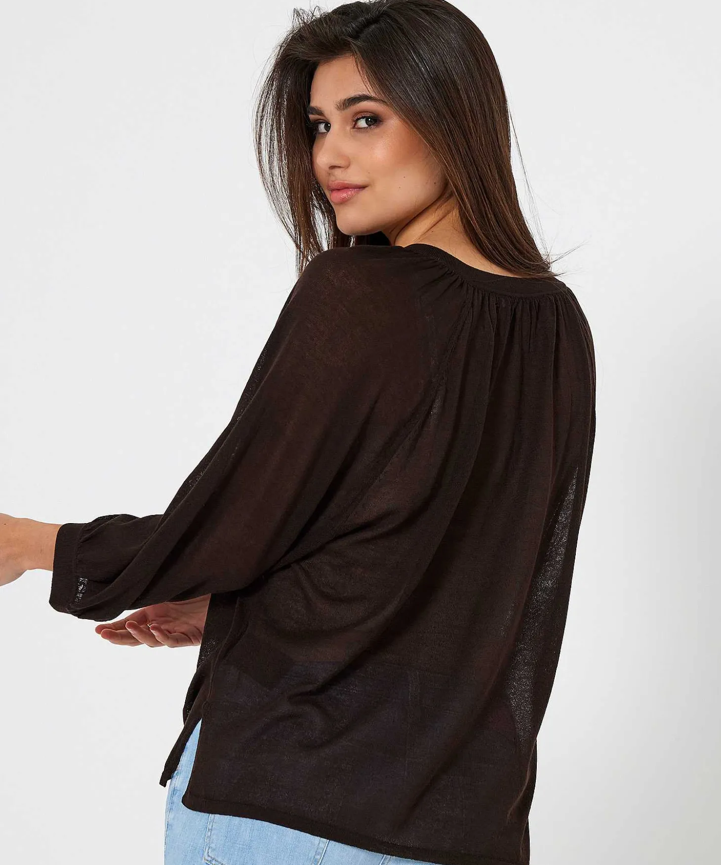 Oui Jersey Top Botones De Punto Fino