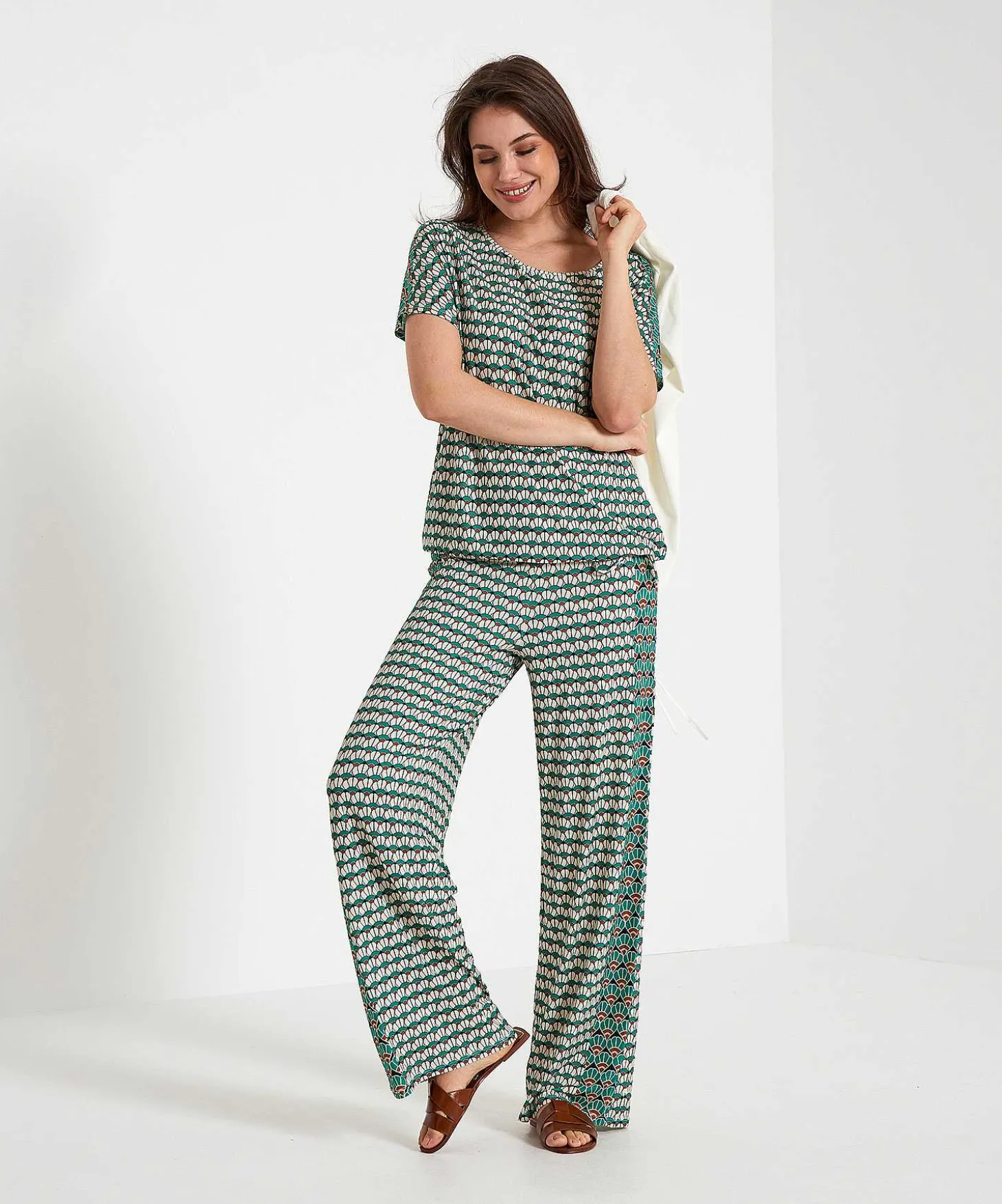 Oui Slinky Pantalones Anchos Con Estampado Retro
