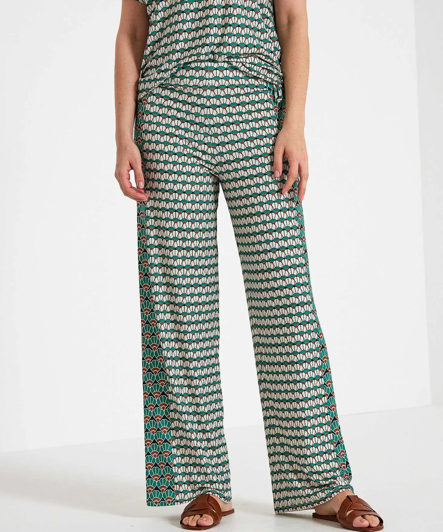 Oui Slinky Pantalones Anchos Con Estampado Retro