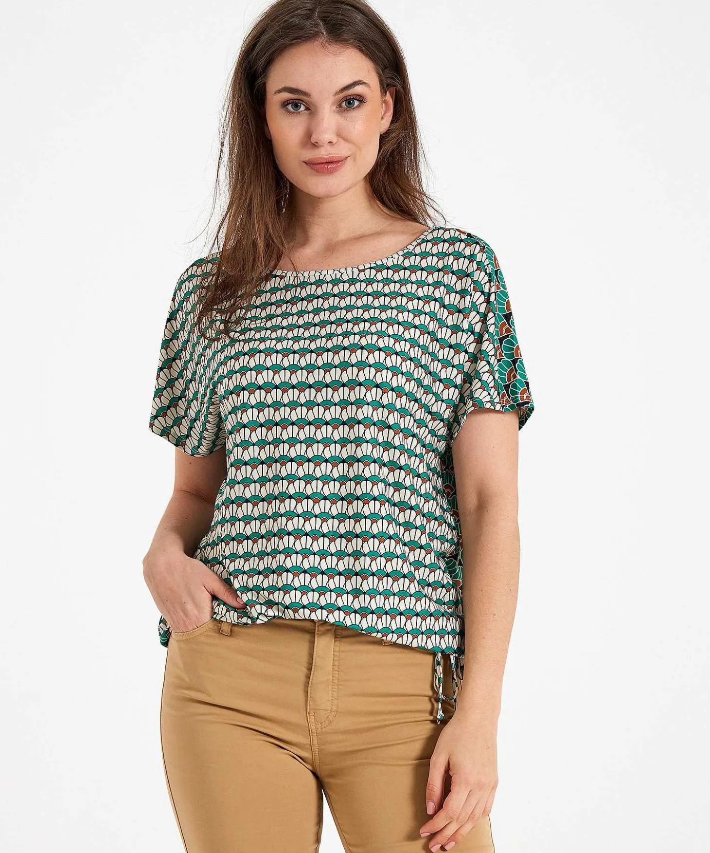 Oui Slinky Shirt Retroprint Cordon