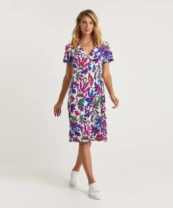 Oui Slinky Vestido Cruzado Flor Grande