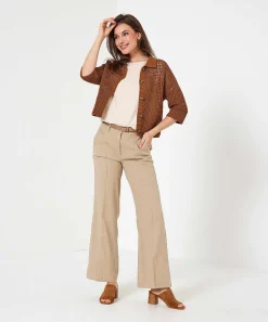Pantalon Ancho Cambio Mezcla Lino Amelie