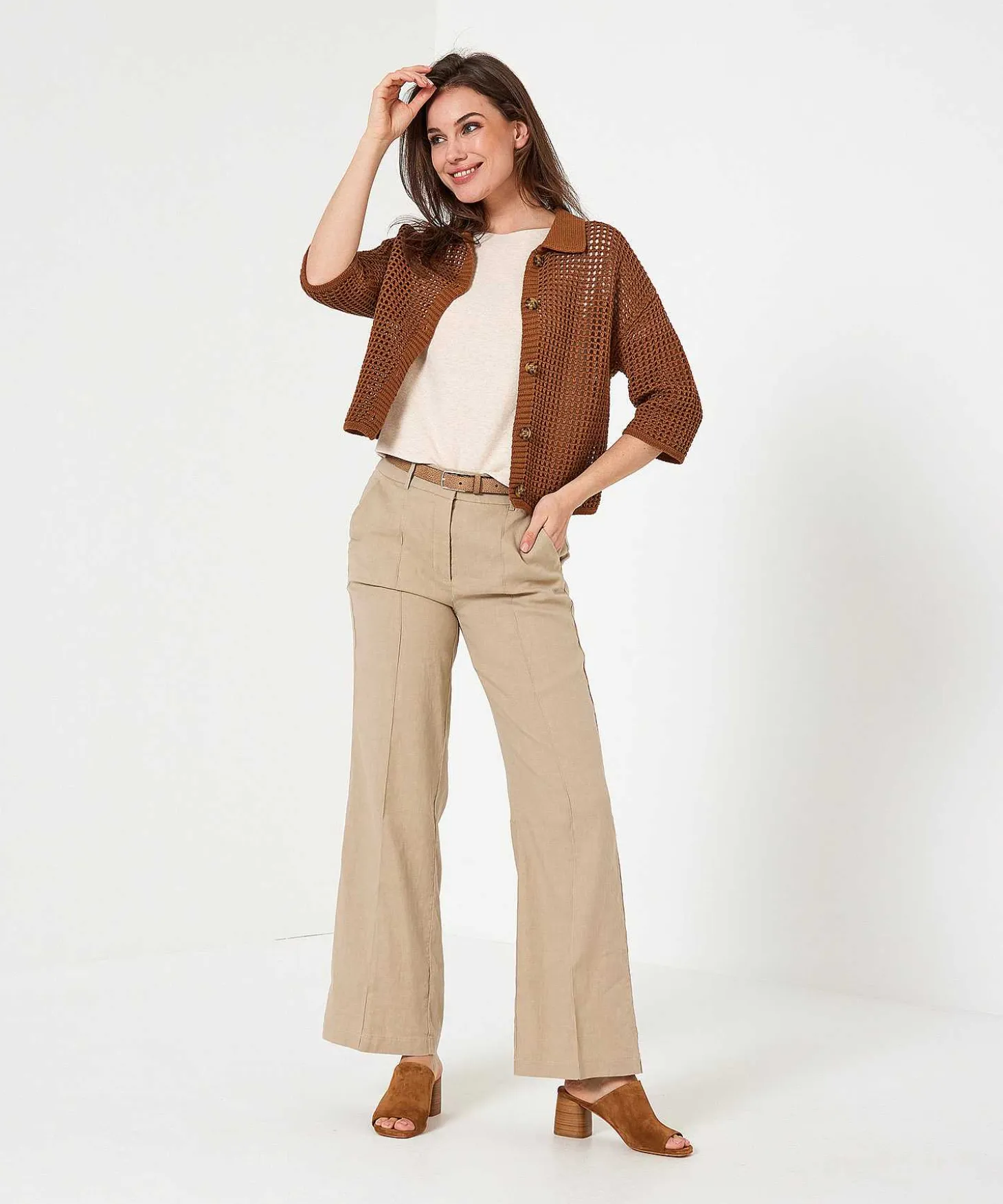 Pantalon Ancho Cambio Mezcla Lino Amelie