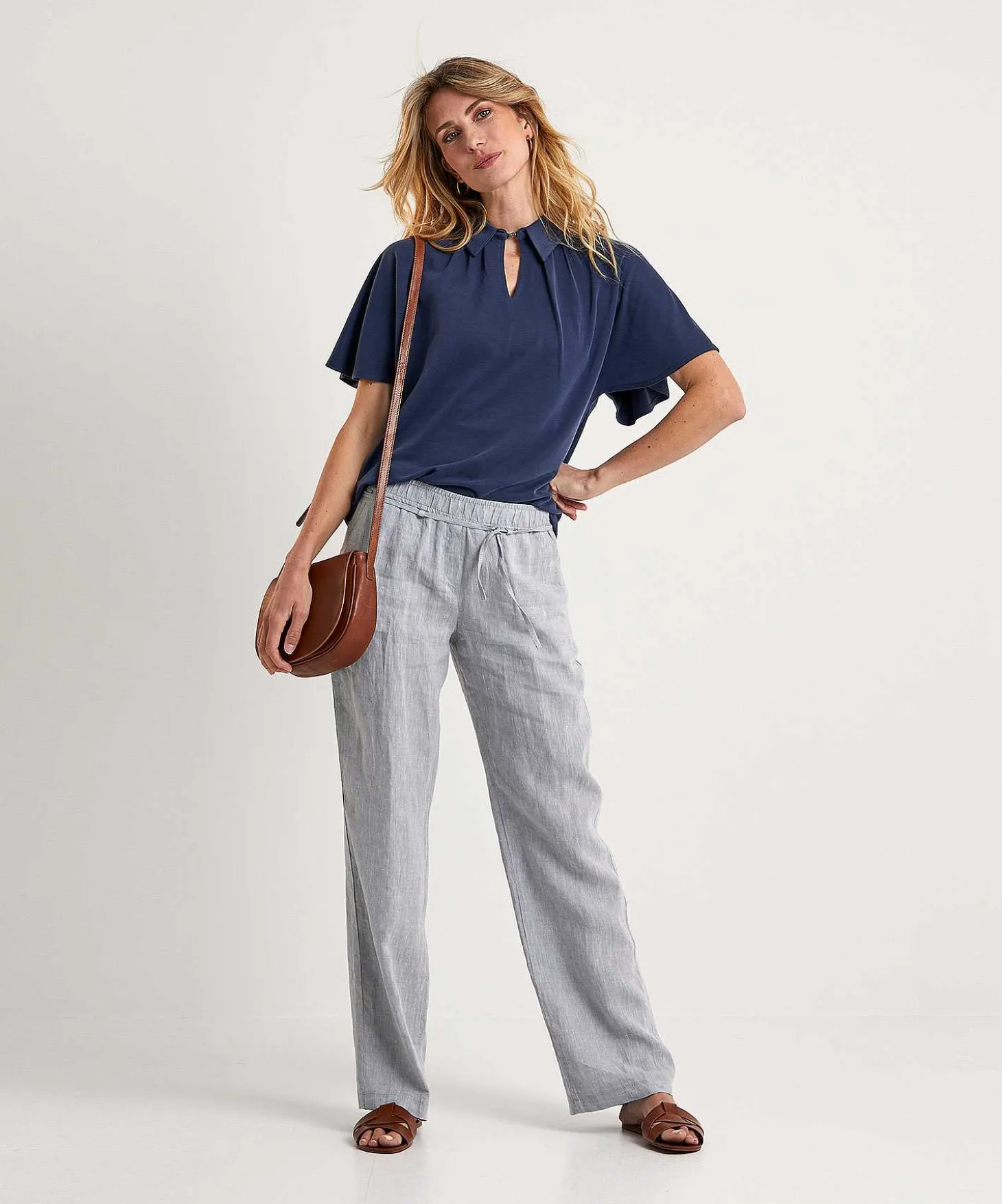 Pantalon Ancho De Lino Brax Farina